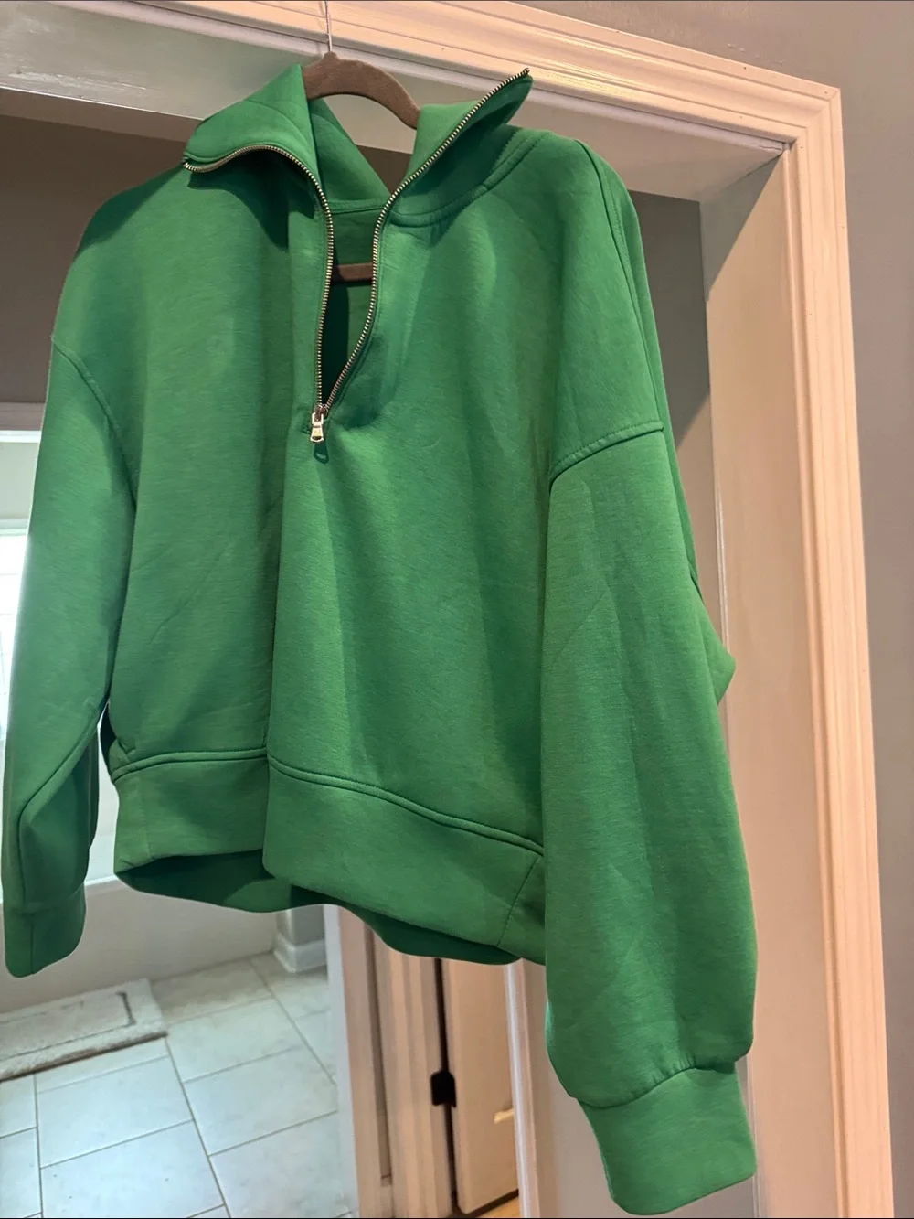 Green Half-Zip Women's Sweatshirt